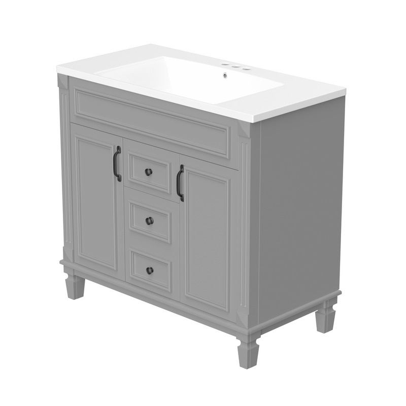 36'' Bathroom Vanity with Top Sink, Modern Bathroom Storage Cabinet with 2 Soft Closing Doors and 2 Drawers, Single Sink Bathroom Vanity