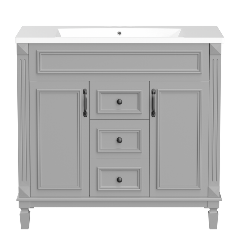 36'' Bathroom Vanity with Top Sink, Modern Bathroom Storage Cabinet with 2 Soft Closing Doors and 2 Drawers, Single Sink Bathroom Vanity