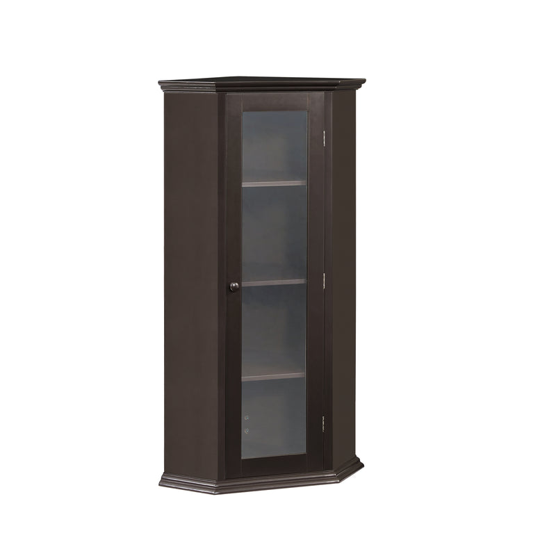 Freestanding Bathroom Cabinet with Glass Door, Corner Storage Cabinet for Bathroom, Living Room and Kitchen, MDF Board with Painted Finish, Brown