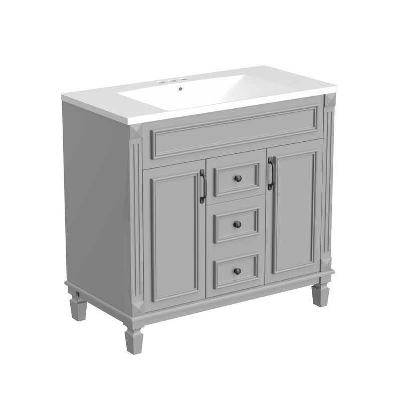 36'' Bathroom Vanity with Top Sink, Modern Bathroom Storage Cabinet with 2 Soft Closing Doors and 2 Drawers, Single Sink Bathroom Vanity