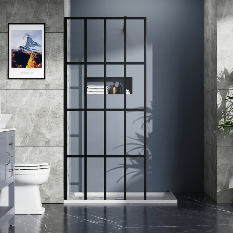 Goodyo 34" X 72" Shower Door Walk-in Black Finish