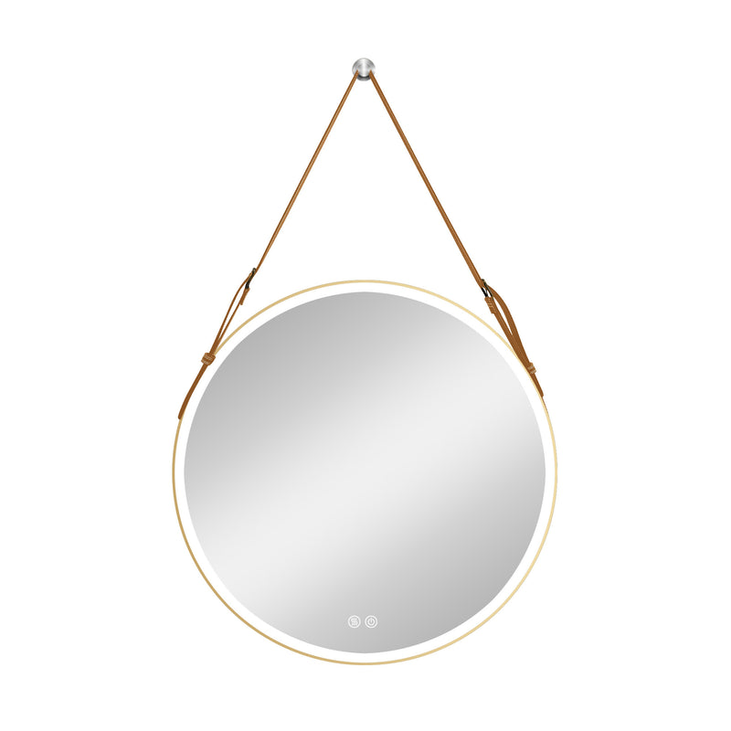 Bathroom LED Mirror 28 Inch Round Bathroom Mirror with Lights Smart 3 Lights Dimmable Illuminated Bathroom Mirror Wall Mounted Large LED Mirror Anti-Fog Lighted Vanity Mirror