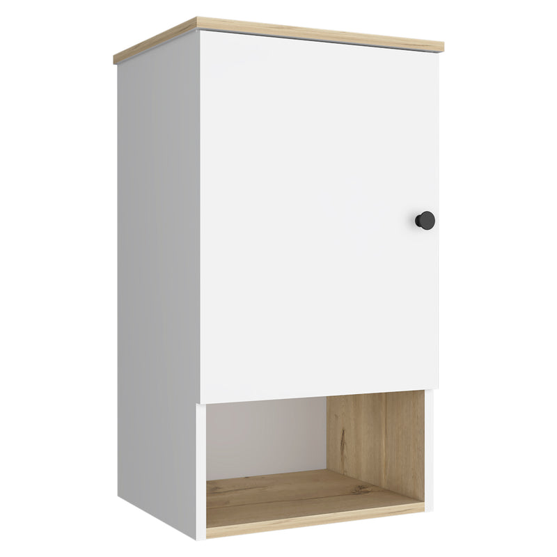 Medicine Cabinet Porto, Two Internal Shelves, Light Oak / White Finish