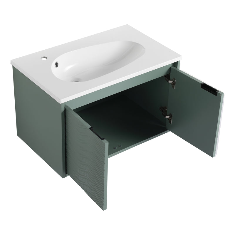 30 Inch Wall Mounted Bathroom Vanity, Soft Close Doors, For Small Bathroom (KD-Packing)