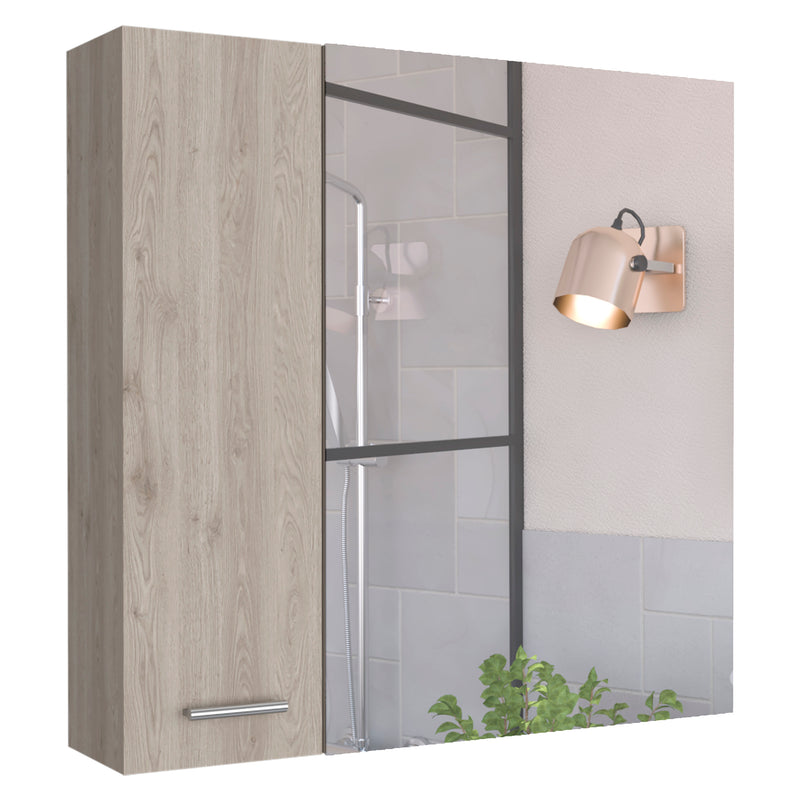 Medicine Cabinet Prague, Four Internal Shelves, Single Door, Light Gray Finish