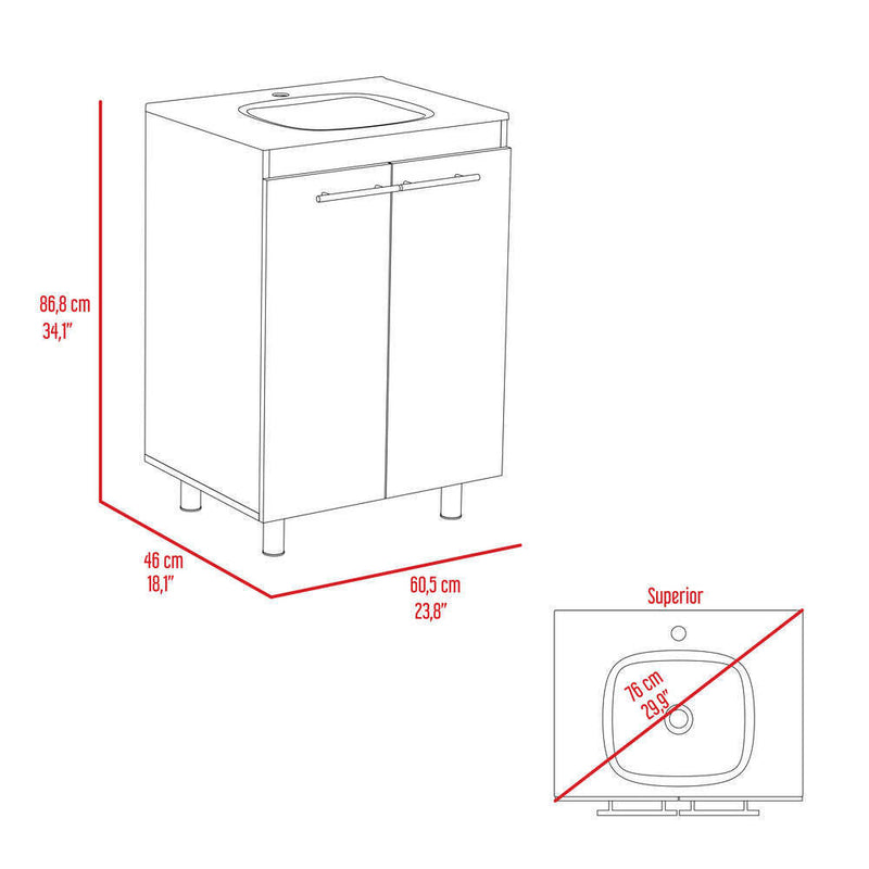 Alder 2 Piece Bathroom Set, Valetta Over The Toilet Cabinet + Dustin Free Standing Sink Cabinet, White