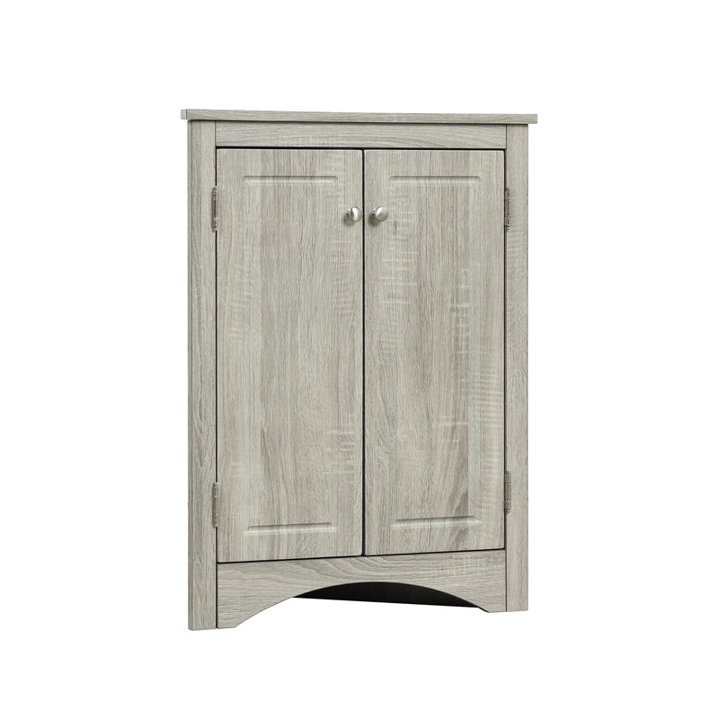 Oak Triangle Bathroom Storage Cabinet with Adjustable Shelves, Freestanding Floor Cabinet for Home Kitchen