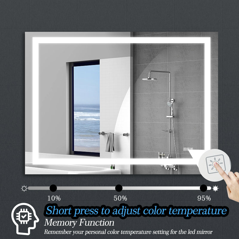 LED Bathroom Mirror 48x 36  Inch with lights, anti-Fog & Dimming Led Bathroom Vanity Mirror