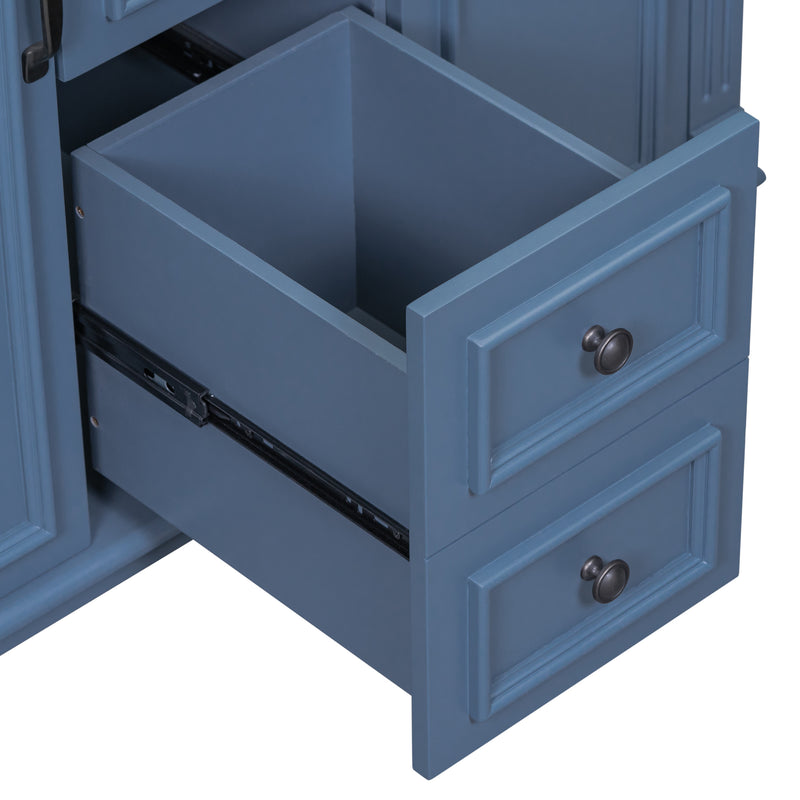 36'' Bathroom Vanity without Top Sink, Royal Blue Cabinet only, Modern Bathroom Storage Cabinet with 2 Soft Closing Doors and 2 Drawers(NOT INCLUDE BASIN SINK)