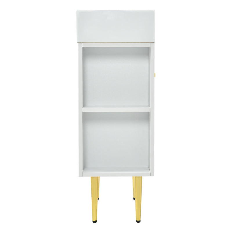 21.6" white Bathroom vanity, Combo Cabinet, Bathroom Storage Cabinet, Single Ceramic Sink, Left side storage