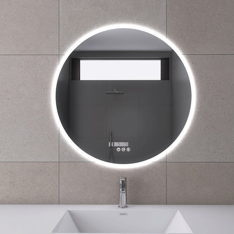 24 in. Round Wall-Mounted Dimmable LED Bathroom Vanity Mirror with Defogger and Bluetooth Music Speaker