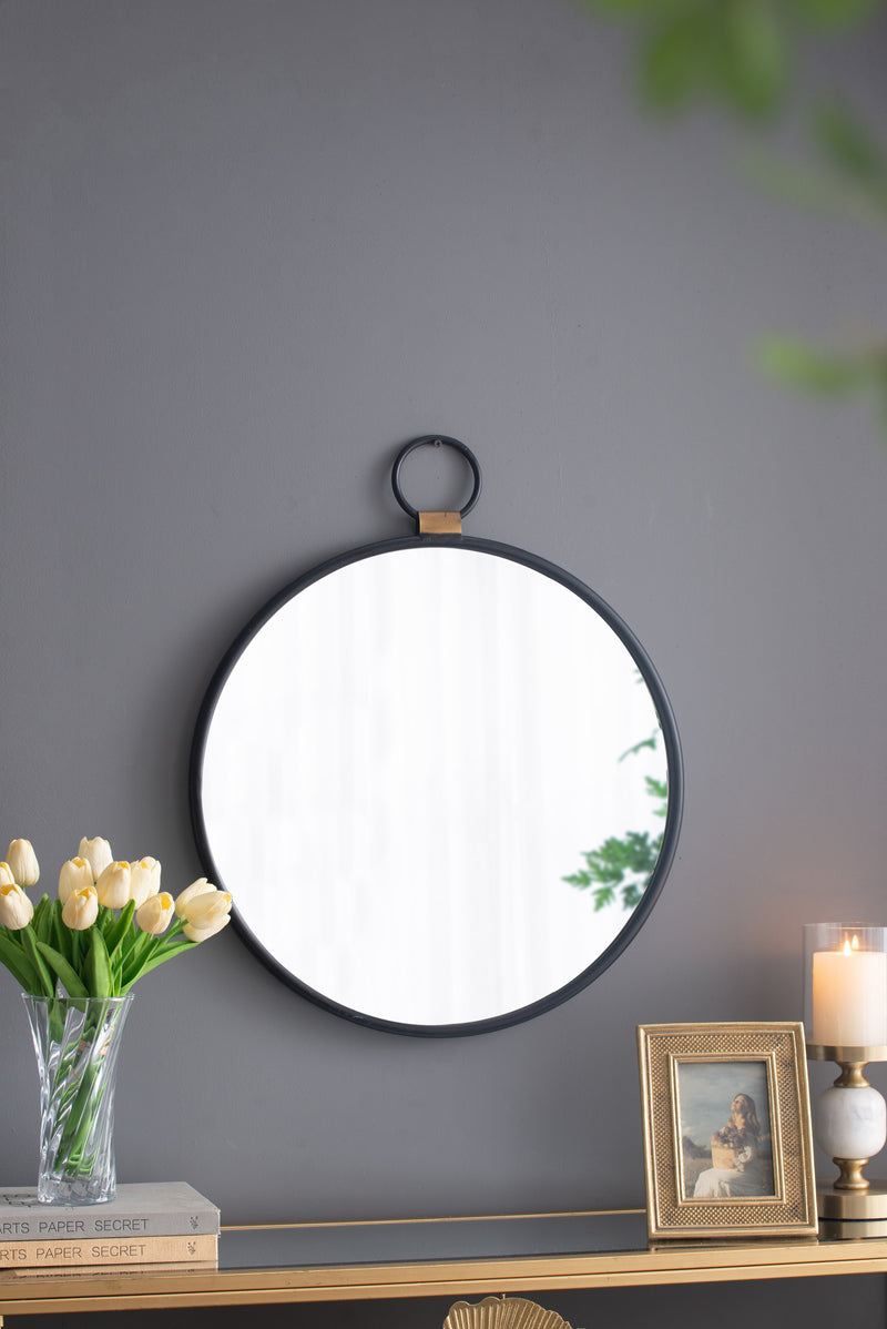 24" x 27"  Wall Mirror with Black Frame, Contemporary Minimalist Accent Mirror for Living Room, Foyer, Entryway, Bedroom