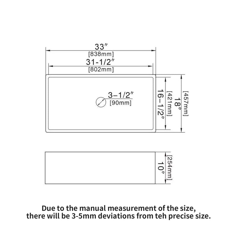 33 White Farmhouse Sink - 33 Inch Kitchen Sink White Undermount Single Bowl Apron Front Ceremic Sink Farm Style Drain Asseblemly and Bottom Grate 33x18x10 Inch