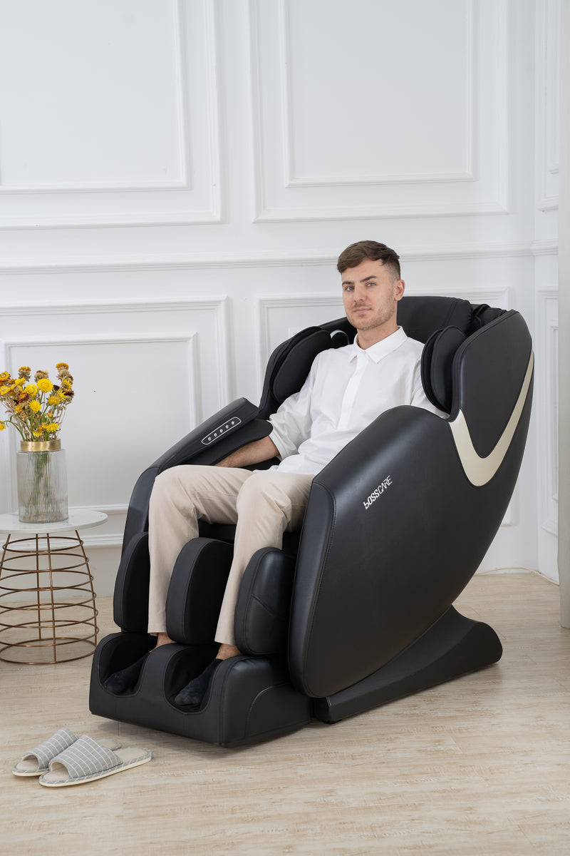 Massage Chair Recliner with Zero Gravity, Full Body Airbag Massage Chair with Bluetooth Speaker, Foot Roller Brown