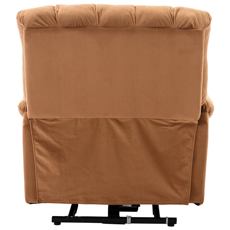 Massage Recliner Chair Electric Power Lift Recliner Chairs with Heat, Vibration, Side Pocket for Living Room, Bedroom, Light Brown