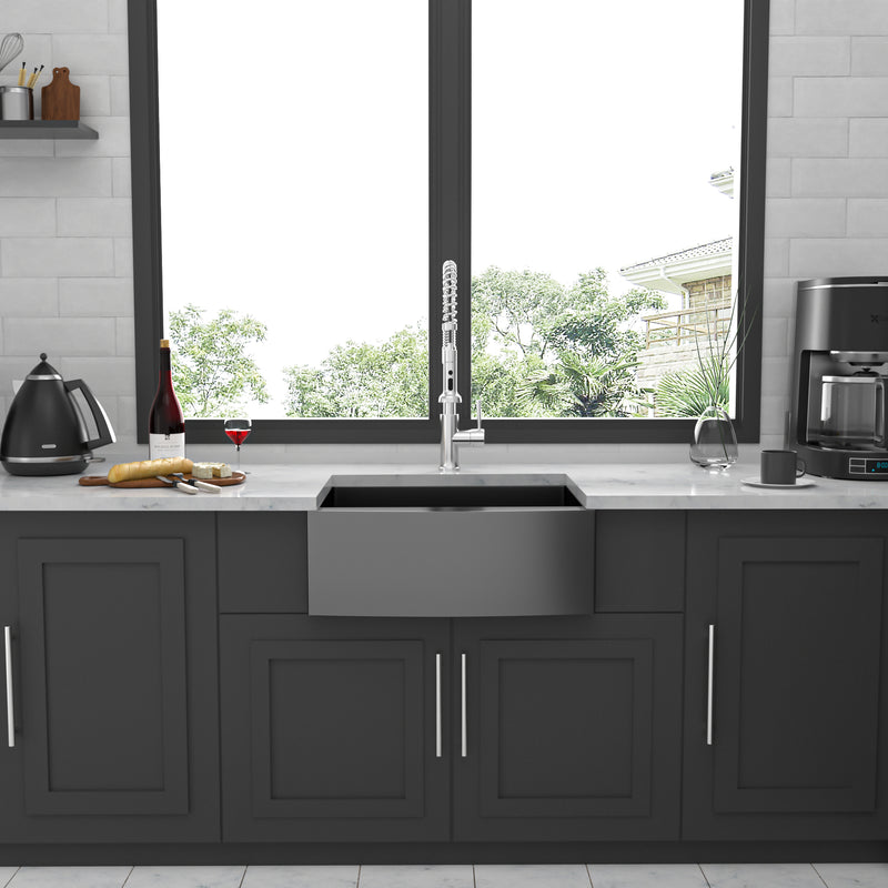 24 Gunmetal Black Farmhouse Sink - 24 Inch Kitchen Sink Stainless Steel 16 gauge Apron Front Kitchen Sink