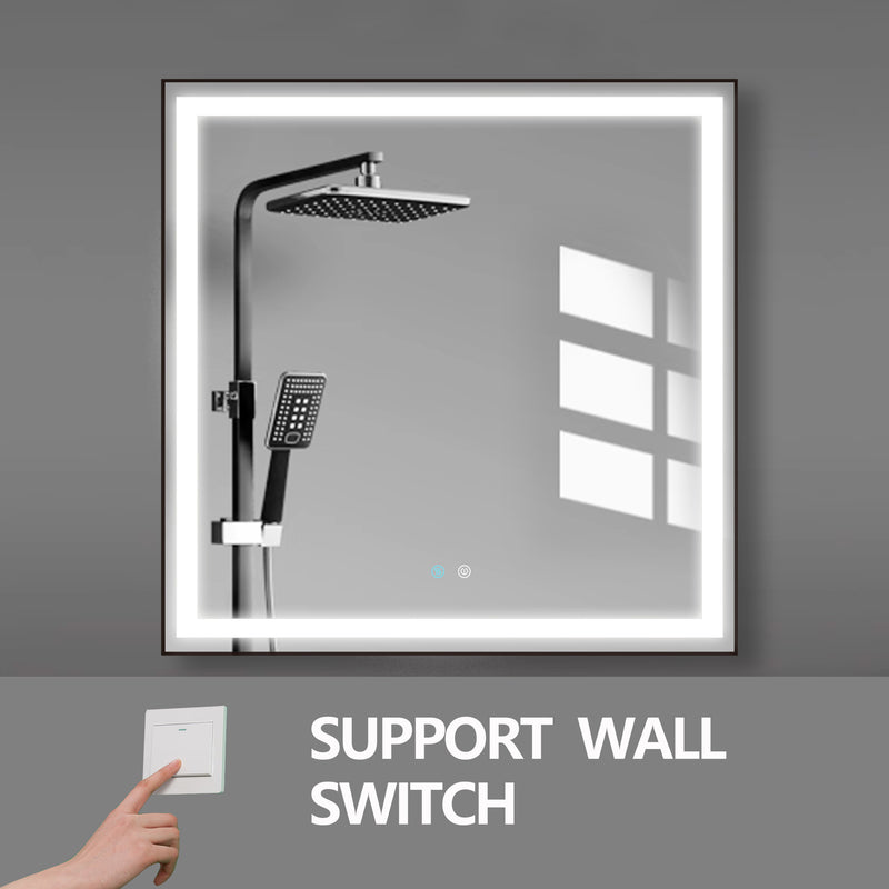 36 x 36 LED Mirror for Bathroom, LED Vanity Mirror, Adjustable 3 Color, Dimmable Vanity Mirror with Lights, Anti-Fog, Touch Control Wall Mounted Bathroom Mirror,Vertical