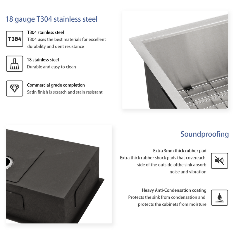 33 Inch Undermount Sink - 33"x19"x9" Undermount Stainless Steel Kitchen Sink 18 Gauge 9 Inch Deep Single Bowl Kitchen Sink Basin