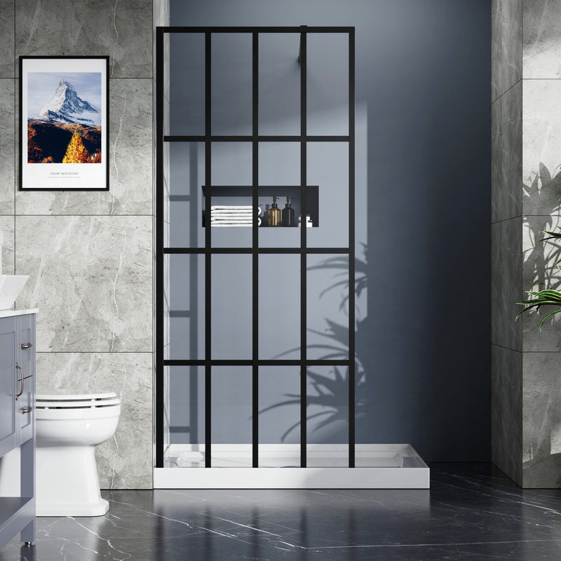 Goodyo 34" X 72" Shower Door Walk-in Black Finish