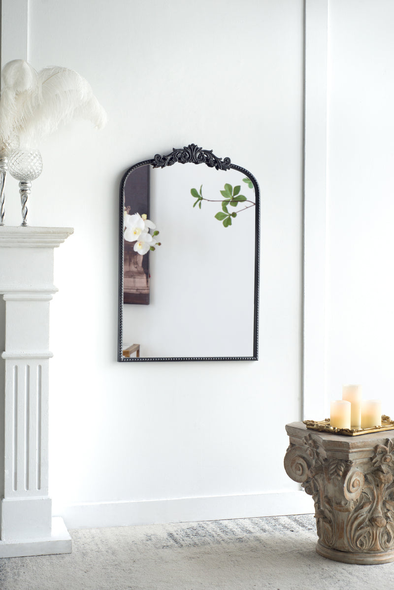 24" x 36" Classic Design Mirror with and Baroque Inspired Frame for Bathroom, Entryway Console Lean Against Wall