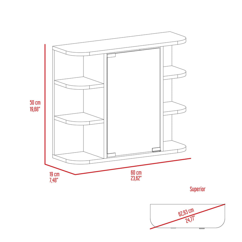 Valdez Medicine Cabinet With Six Shelves, Mirror Cabinet