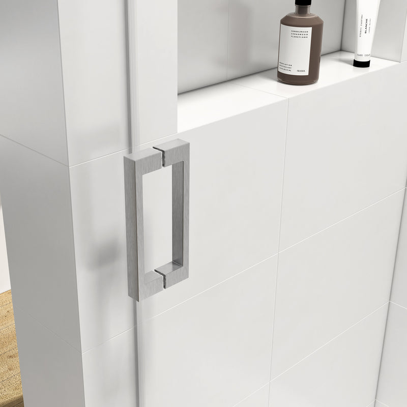 72*76" Single Sliding Frameless Shower Door Brushed Nickel With Buffer