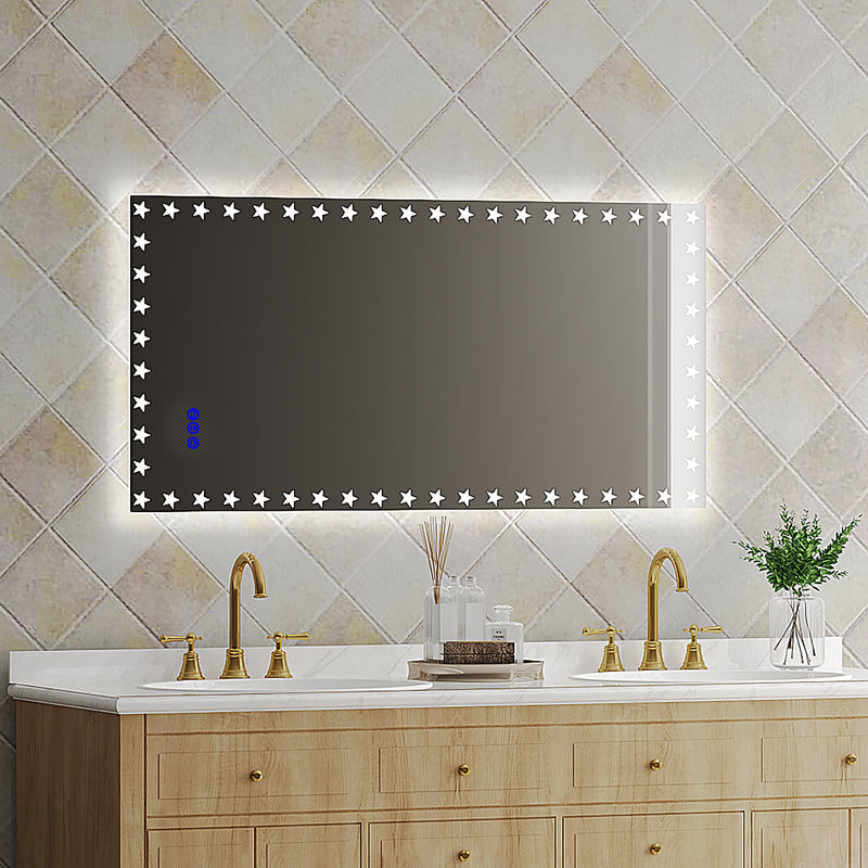 48X24 inch LED Bathroom Mirror with Lights Backlit RGB Color Changing Lighted Mirror for Bathroom Wall Dimmable Anti-Fog Memory Rectangular Vanity Mirror (RGB Multicolor Backlit + Front-Lighted