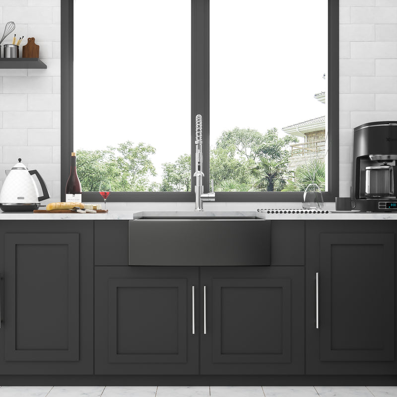 27 Gunmetal Black Farmhouse Sink - 27*21*10 Inch Kitchen Sink Stainless Steel 16 gauge Apron Front Kitchen Sink