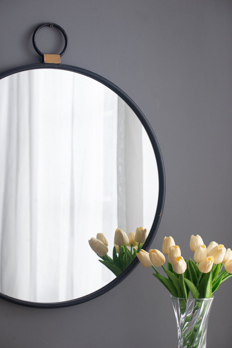 24" x 27"  Wall Mirror with Black Frame, Contemporary Minimalist Accent Mirror for Living Room, Foyer, Entryway, Bedroom