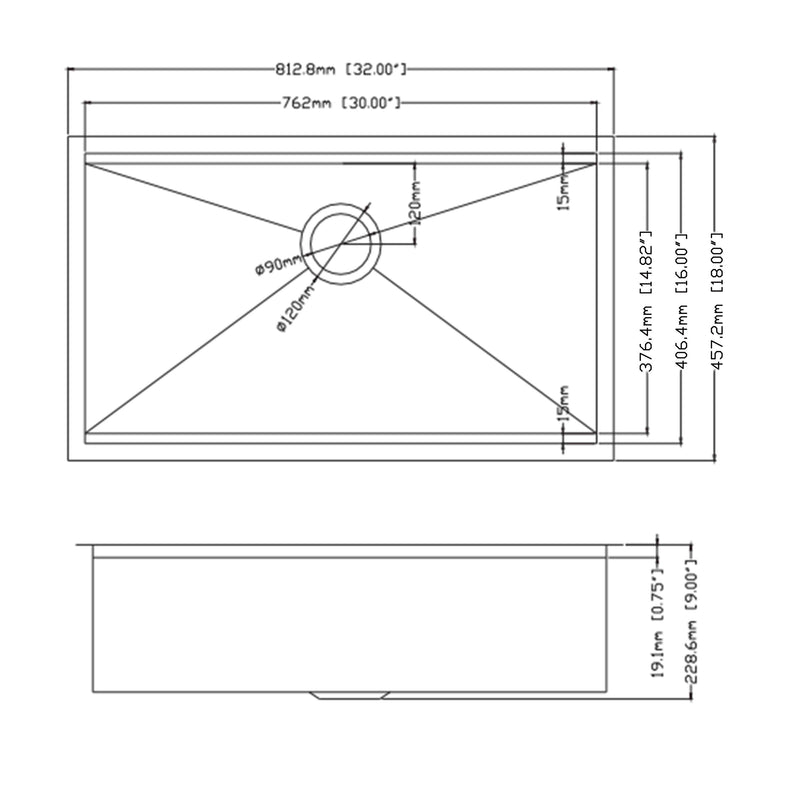 32 x 18 inch Undermount Workstation Sink, Stainless Steel Single Bowl Kitchen Sink 18 Gauge