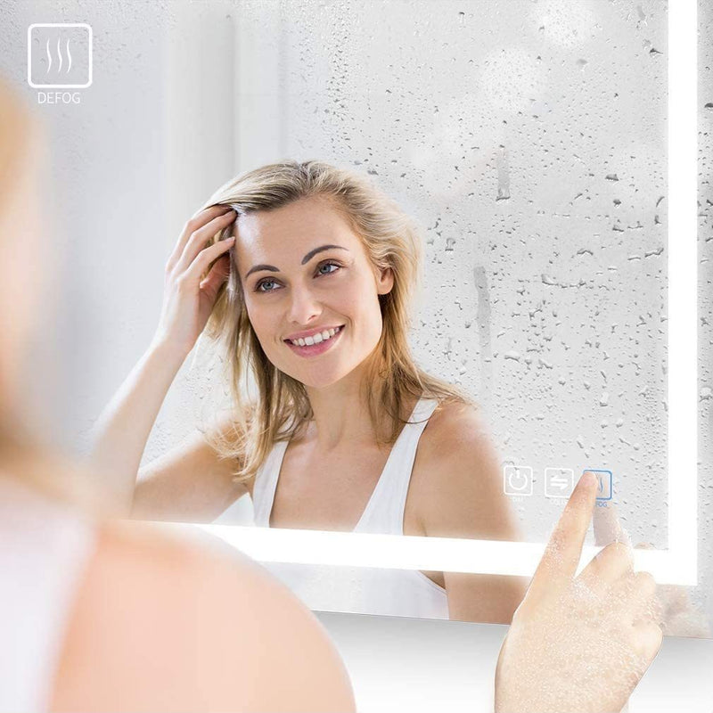 LED Mirror for Bathroom 28x36 with Lights, Anti-Fog, Dimmable, Backlit + Front Lit, Lighted Bathroom Vanity Mirror for Wall, Memory Function, Tempered Glass