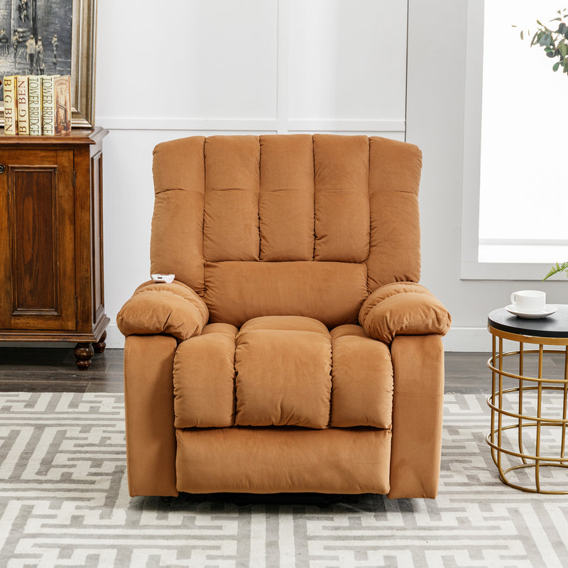 Massage Recliner Chair Electric Power Lift Recliner Chairs with Heat, Vibration, Side Pocket for Living Room, Bedroom, Light Brown