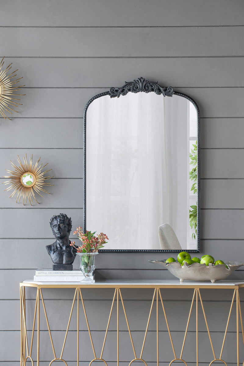 24" x 36" Classic Design Mirror with and Baroque Inspired Frame for Bathroom, Entryway Console Lean Against Wall