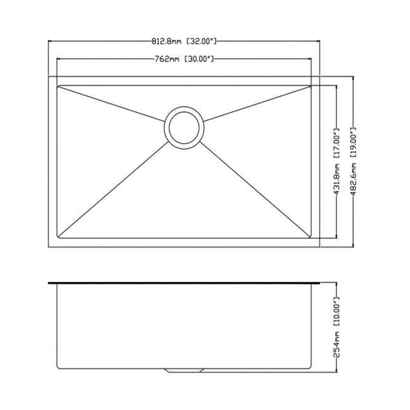 32x19 inch  Undermount Kitchen Sink 16 Gauge Stainless Steel Single Bowl Kitchen Sink Gunmetal Black