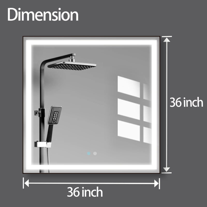 36 x 36 LED Mirror for Bathroom, LED Vanity Mirror, Adjustable 3 Color, Dimmable Vanity Mirror with Lights, Anti-Fog, Touch Control Wall Mounted Bathroom Mirror,Vertical