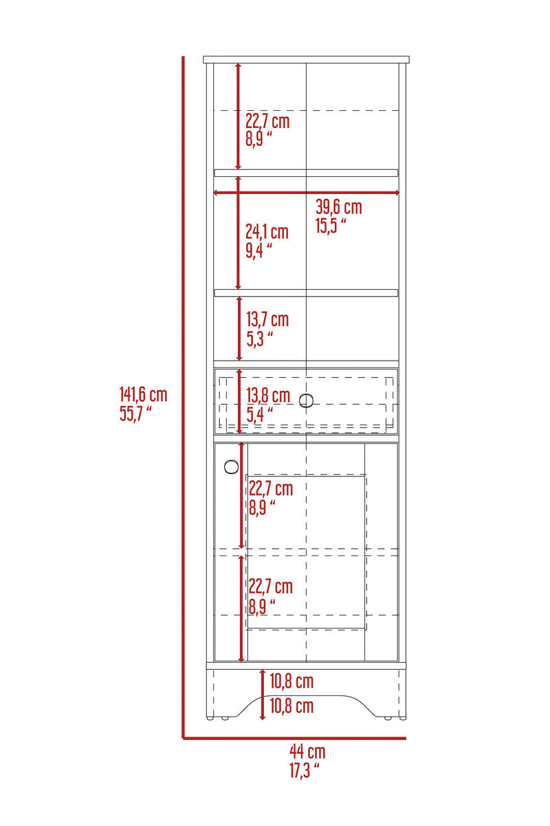 Andalusia 1-Drawer 3-Shelf Linen Cabinet Light Oak and White