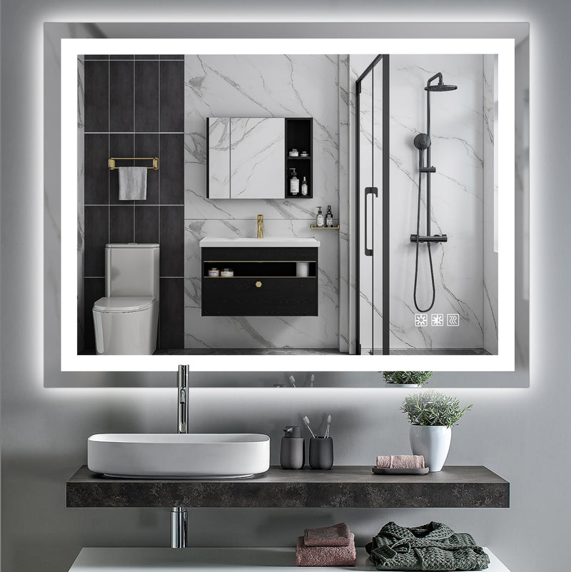 LED Bathroom Mirror 48x 36  Inch with lights, anti-Fog & Dimming Led Bathroom Vanity Mirror