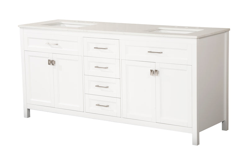 Vanity Sink Combo featuring a Marble Countertop, Bathroom Sink Cabinet, and Home Decor Bathroom Vanities - Fully Assembled White 72-inch Vanity with Sink 23V03-72WH