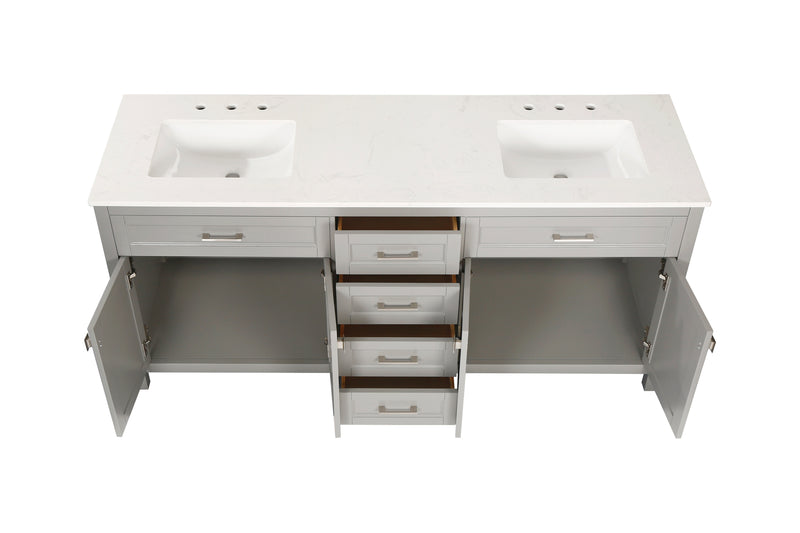 Vanity Sink Combo featuring a Marble Countertop, Bathroom Sink Cabinet, and Home Decor Bathroom Vanities - Fully Assembled White 72-inch Vanity with Sink 23V03-72GR