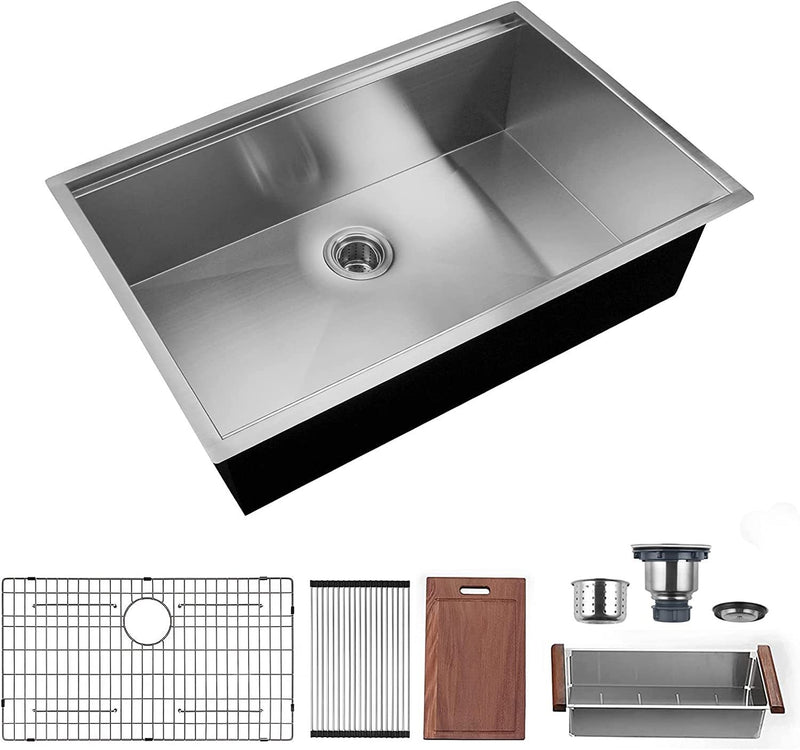 32x19 Inch Kitchen Sink  Stainless Steel Single Blow Workstation Underment Kitchen Sink 18 Gauge