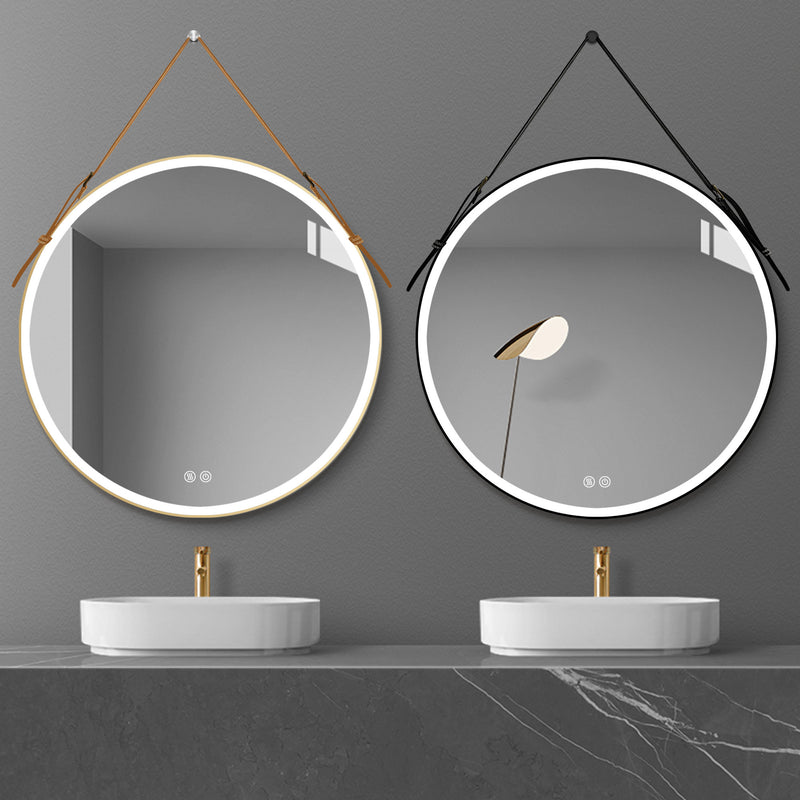 Bathroom LED Mirror 24 Inch Round Bathroom Mirror with Lights Smart 3 Lights Dimmable Illuminated Bathroom Mirror Wall Mounted Large LED Mirror Anti-Fog Lighted Vanity Mirror