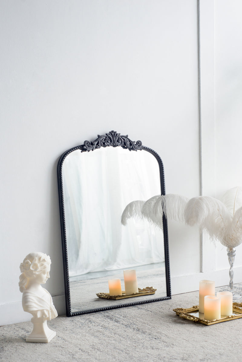 24" x 36" Classic Design Mirror with and Baroque Inspired Frame for Bathroom, Entryway Console Lean Against Wall