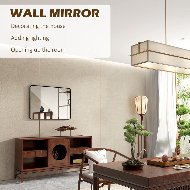 HOMCOM 40 x 30 Inch Wall Mirror, Aluminum Frame Rectangular Wall Mirrors Decorative Mirror, 5-Layer Float Technology Mirror for Home Decor, Bathroom, Corner Hangs (Horizontal/Vertical)