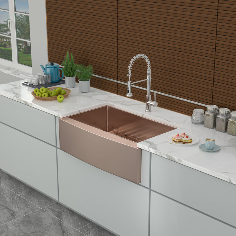 36 Rose Gold Farmhouse Sink - 36 Inch Kitchen Sink Stainless Steel 16 gauge Apron Front Kitchen Sink