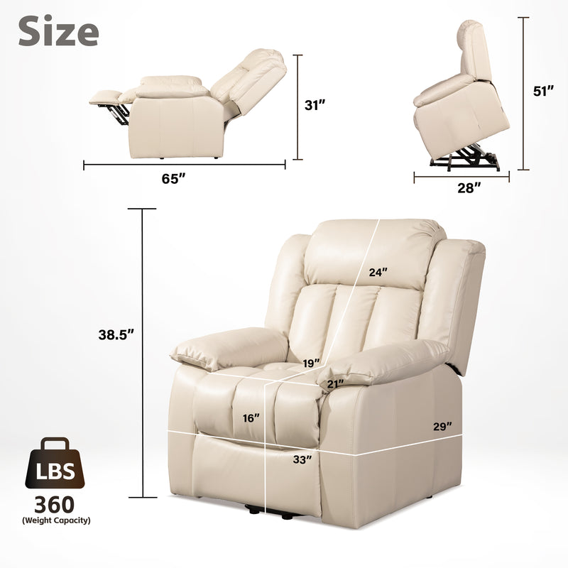 Lehboson Lift Chair Recliners, Electric Power Recliner Chair Sofa for Elderly, massage and heating(Common, Beige)