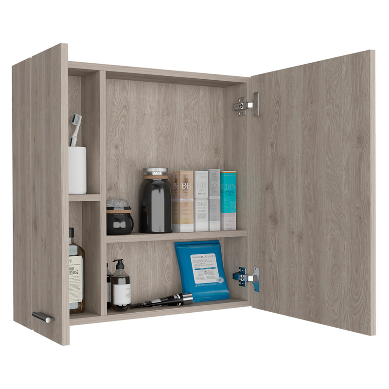 Medicine Cabinet Prague, Four Internal Shelves, Single Door, Light Gray Finish