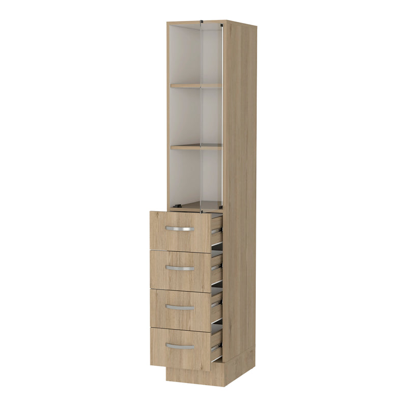 Althorn 4-Drawer 3-Shelf Linen Cabinet Light Pine