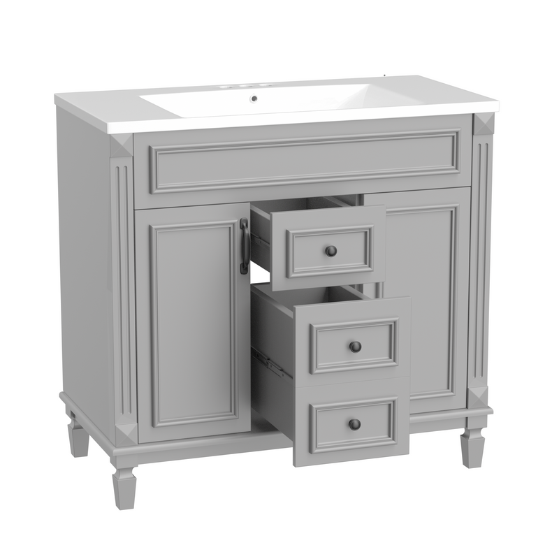 36'' Bathroom Vanity with Top Sink, Modern Bathroom Storage Cabinet with 2 Soft Closing Doors and 2 Drawers, Single Sink Bathroom Vanity