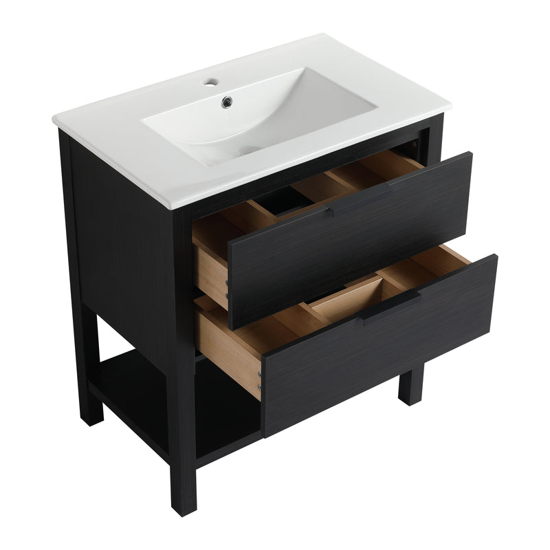 30 inch Bathroom Vanity With Sink and 2 Soft Close Drawers-BVB01030BCT-BL9075B