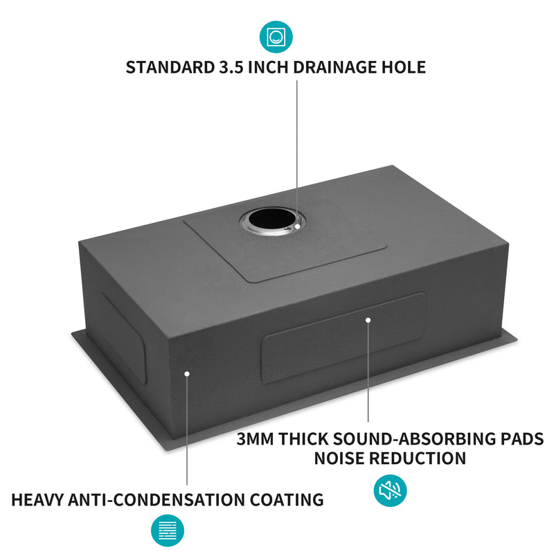 30 Inch Undermount Sink - 30"x18"x9" Undermount Stainless Steel Kitchen Sink 18 Gauge 9 Inch Deep Single Bowl Kitchen Sink Basin